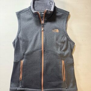 The North Face Gray Fleece Vest with orange trim Women’s Size Large Outdoor